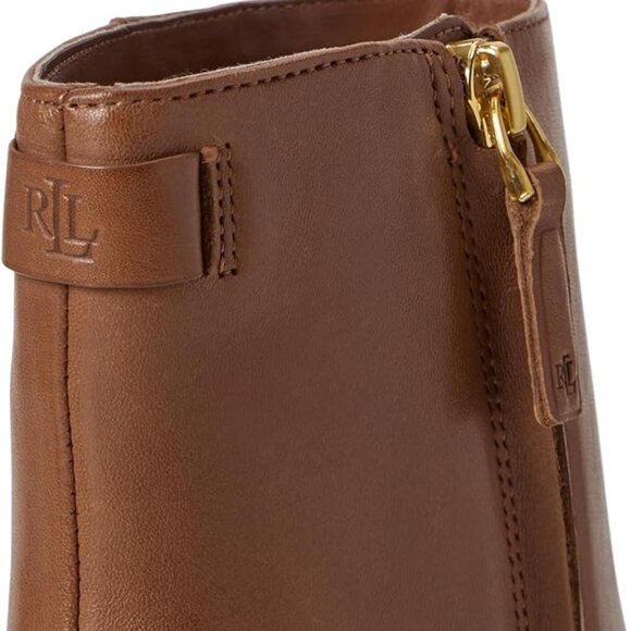 ralph lauren Cassie Burnished Brown Leather Bootie - Picture 3 of 12